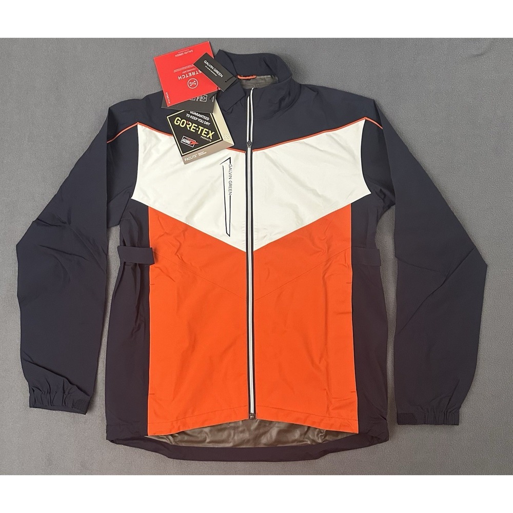 Galvin Green Mens Medium Armstrong Waterproof Jacket Navy Orange White NWT